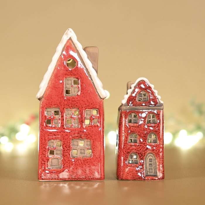 Rustic Amsterdam LED Ceramic Town Houses | Set Of 2